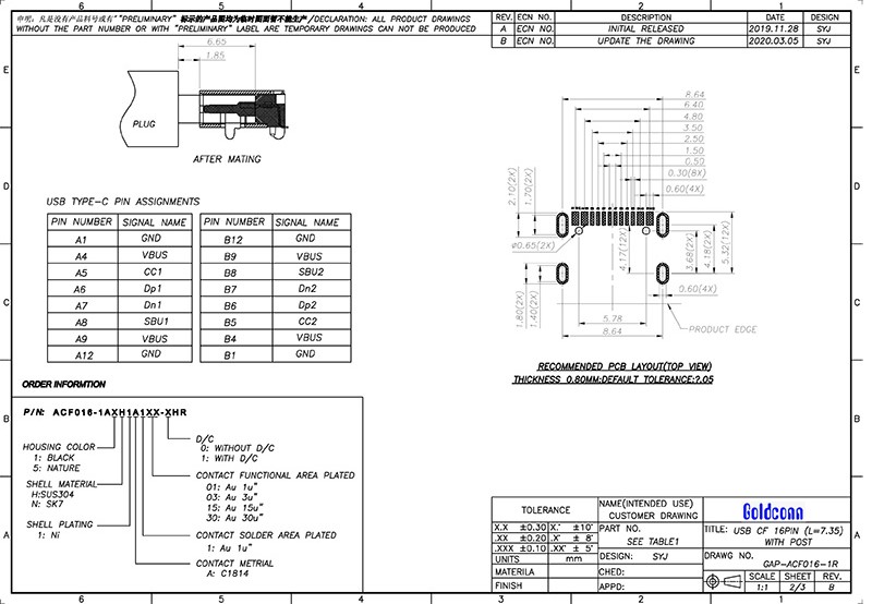 ACF016-1A1H1A103-OHR CF Fila simple 7.35-7