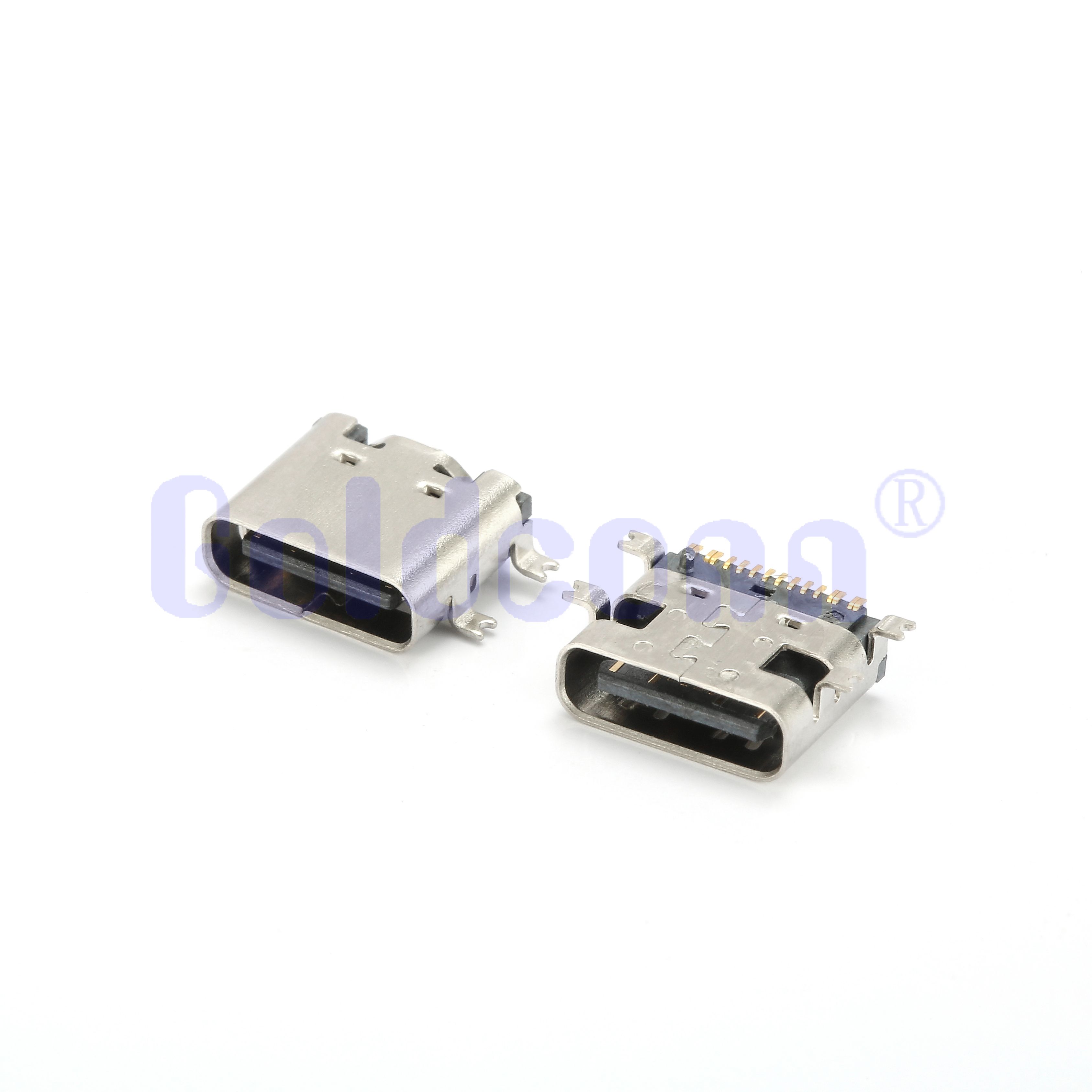 USB Tipo C 16PIN SMT femenino, L=7.35 mm, montura superior de una sola fila